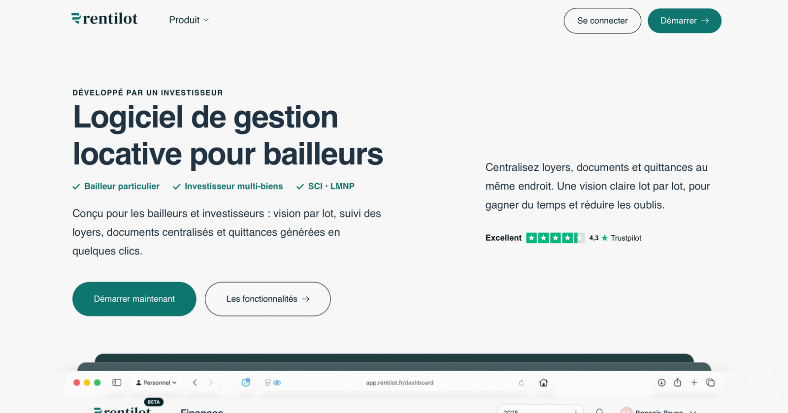Rentilot - Main product screenshot demonstrating key features and user interface