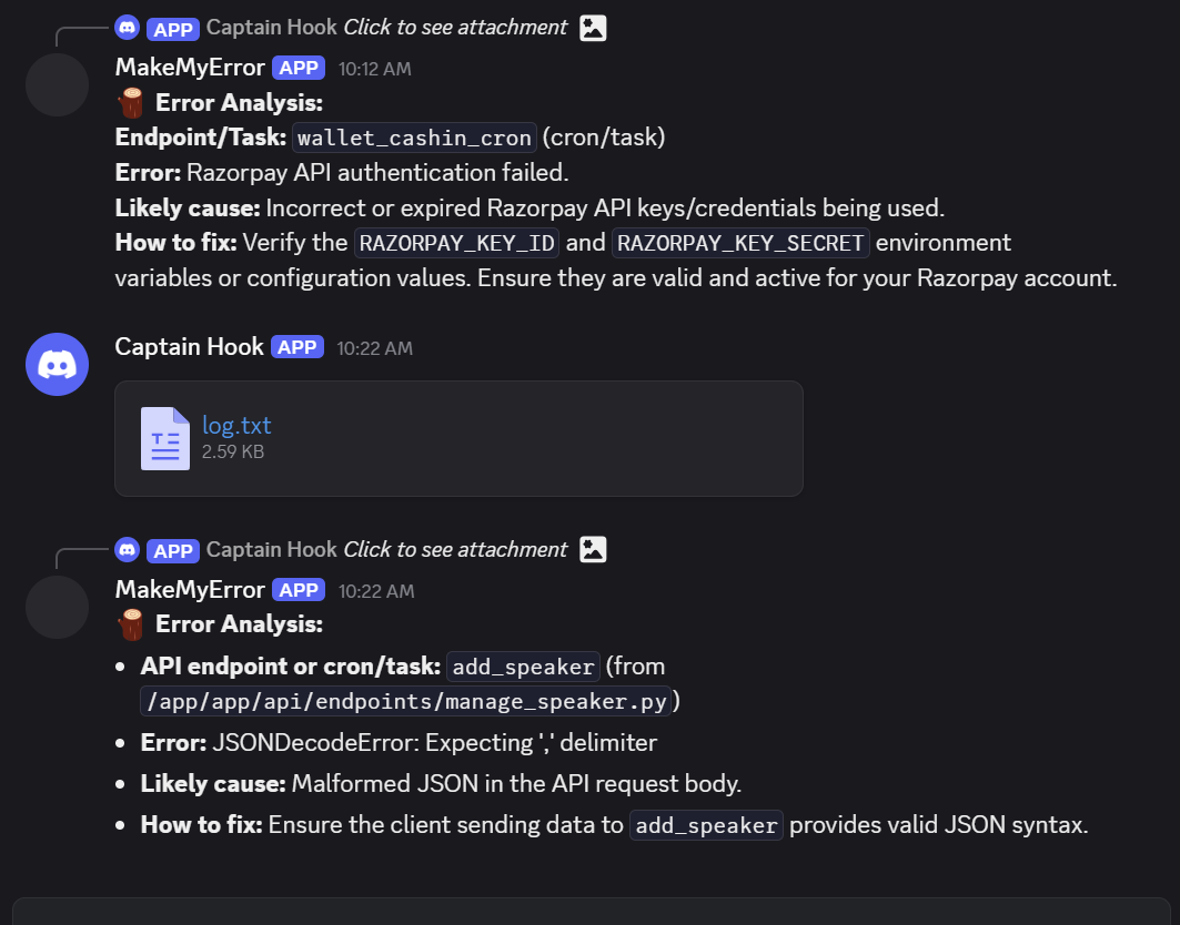 Makemyerror - Intuizioni di errore alimentate dall'intelligenza artificiale, proprio in discordia.Niente più caos. media 5