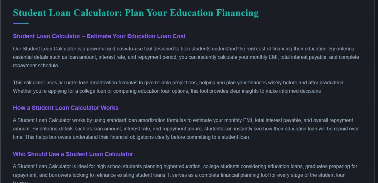 Student Loan Calculator - Screenshot 3 showing product features and functionality