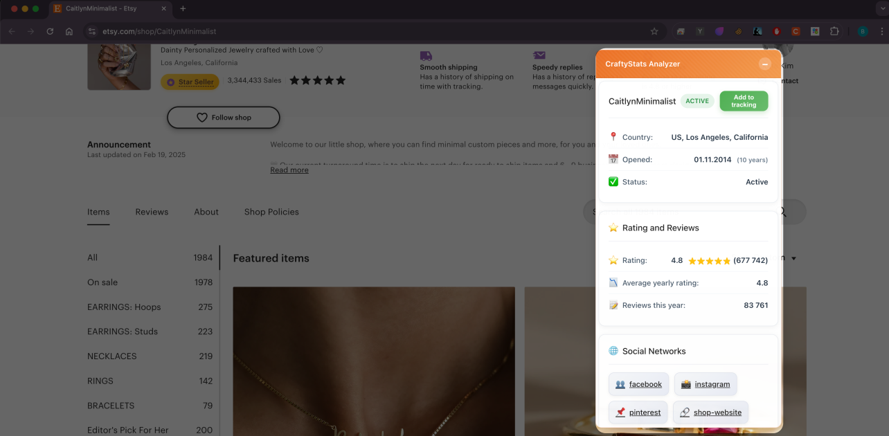 Craftystats: outil d'analyse Etsy media 5