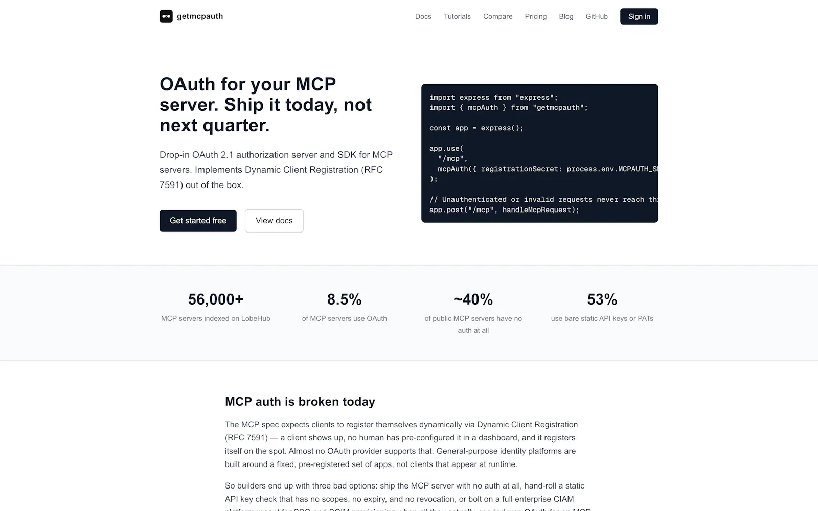 getmcpauth: OAuth 2.1 for MCP servers screenshot 2