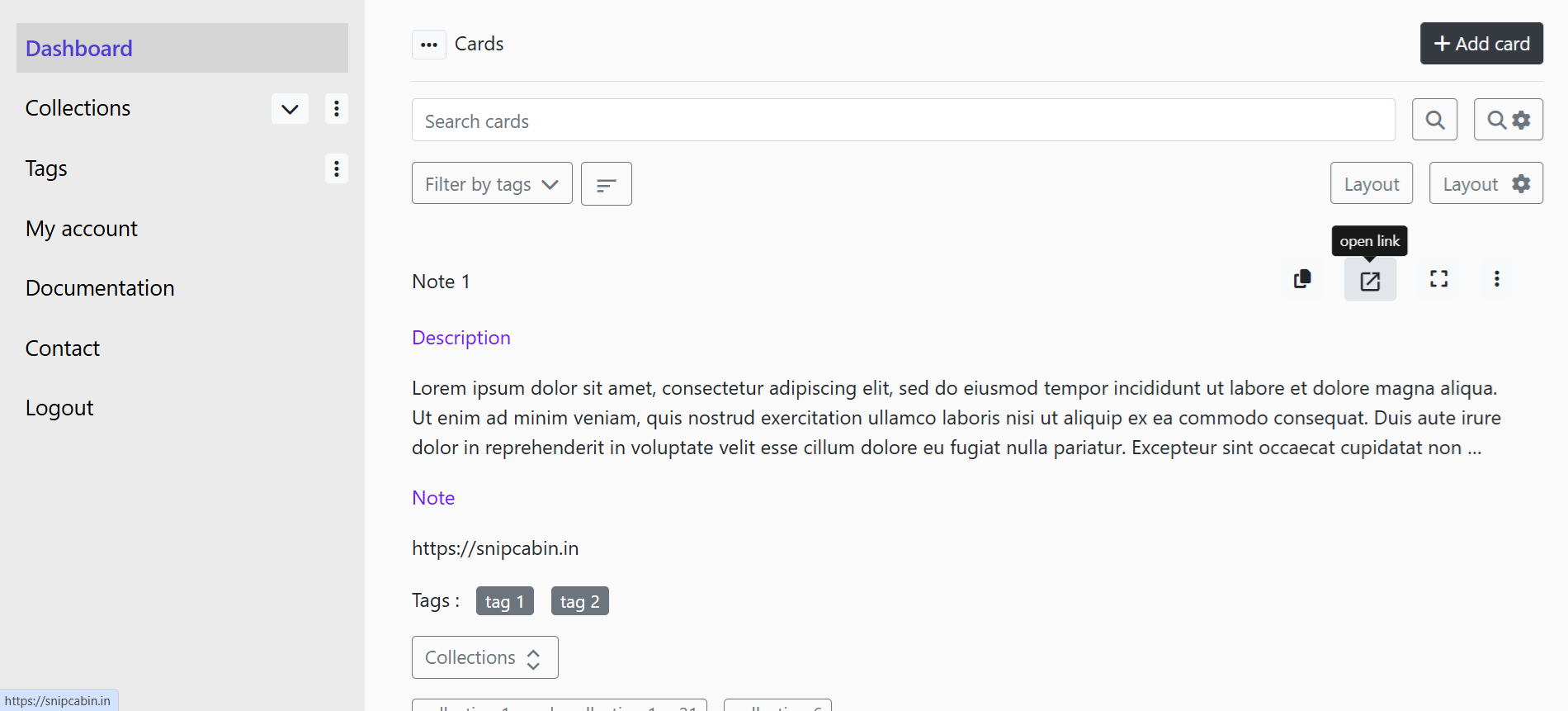 Média Snipcabine - Cliquez pour copier les nœuds et les liens.Organisateur avec des étiquettes et des catégories 2