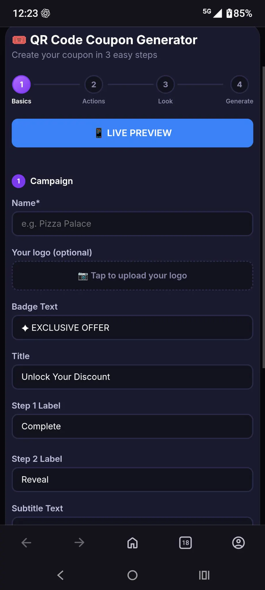 QR Coupon Generator with Social Unlocks gallery image
