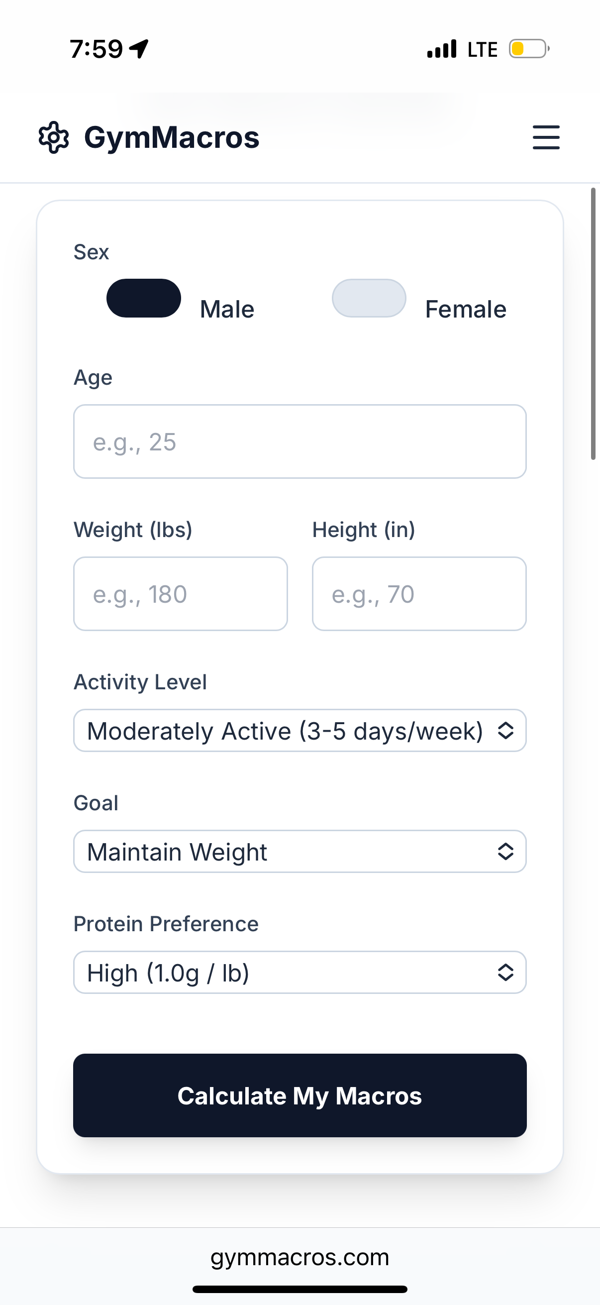 Gym Macro Calculator - Screenshot 2 showing product features and functionality