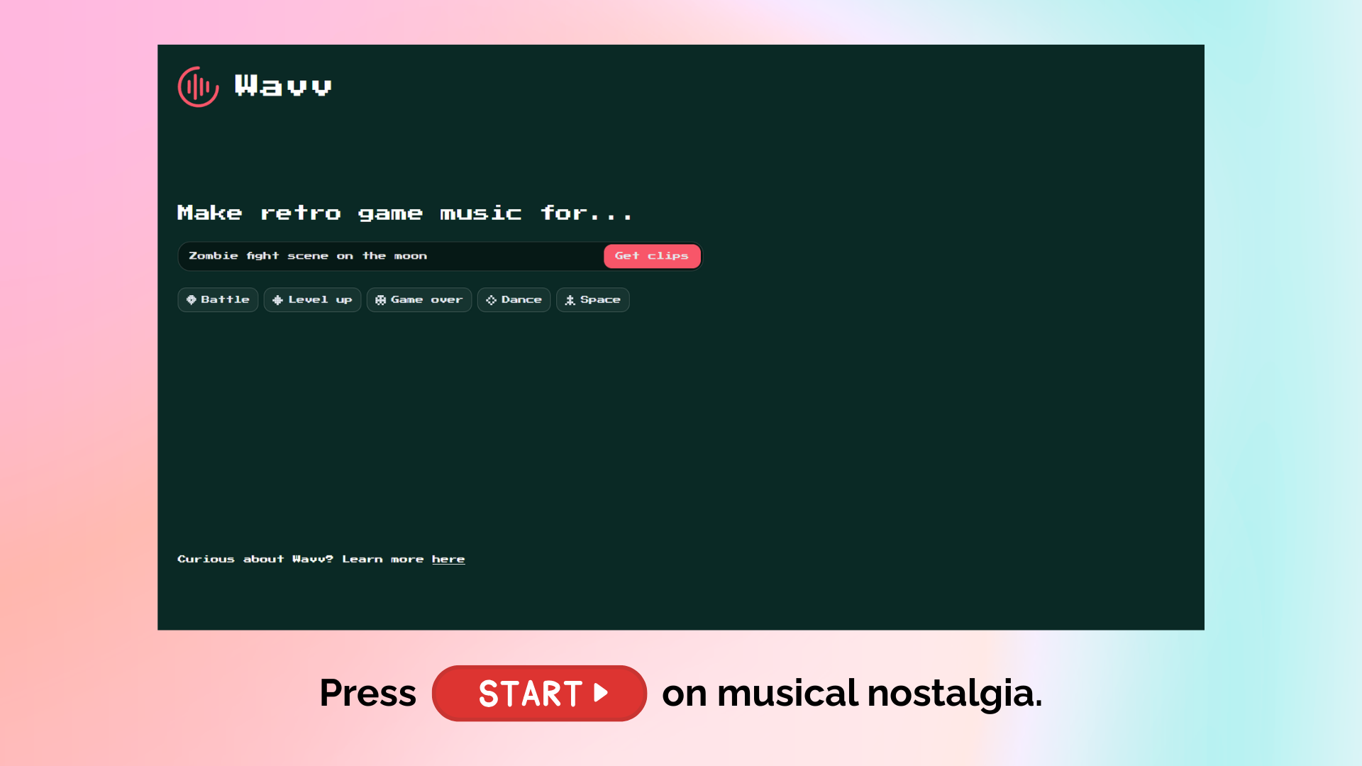 Média Wavv: Musique AI 8 bits - Revivez les vibrations rétro avec des bandes sonores 8 bits propulsées 2