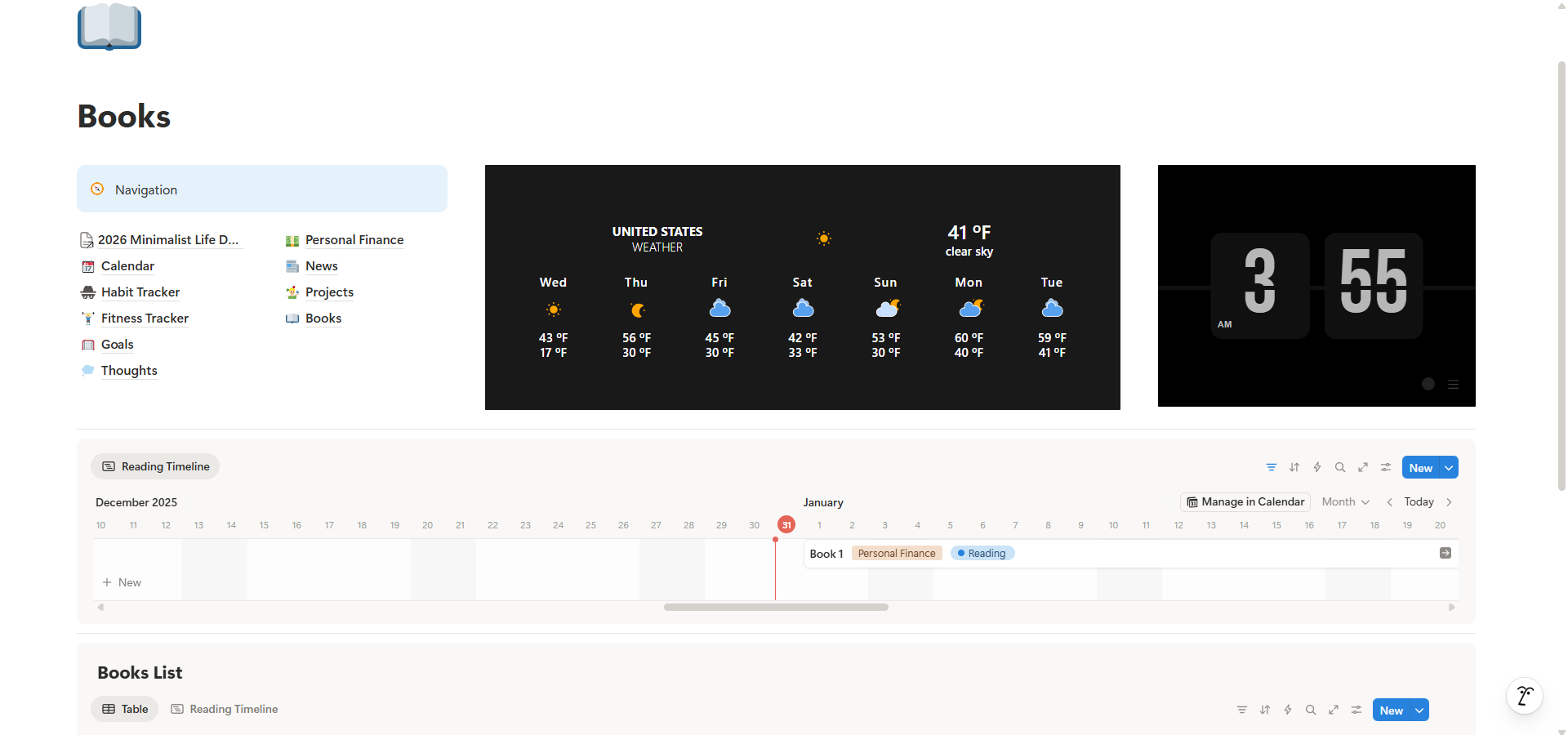 Minimalist Life Dashboard gallery image