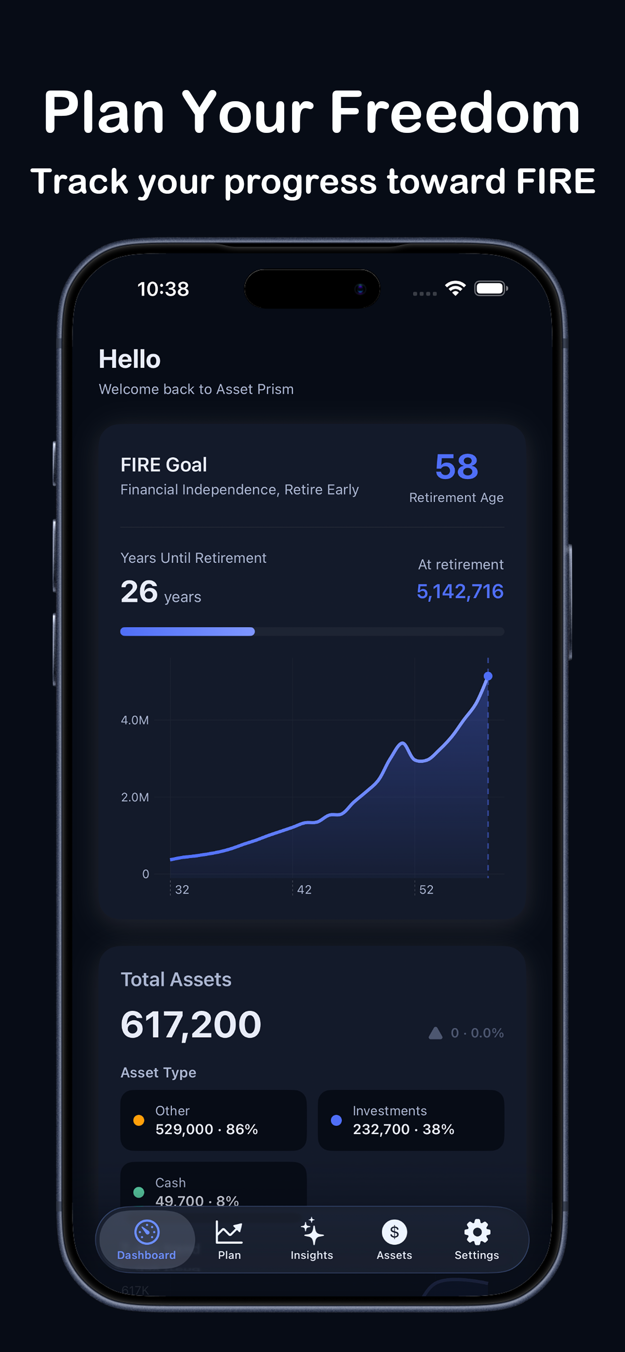 AssetPrism: Retirement Planner - Main product screenshot demonstrating key features and user interface