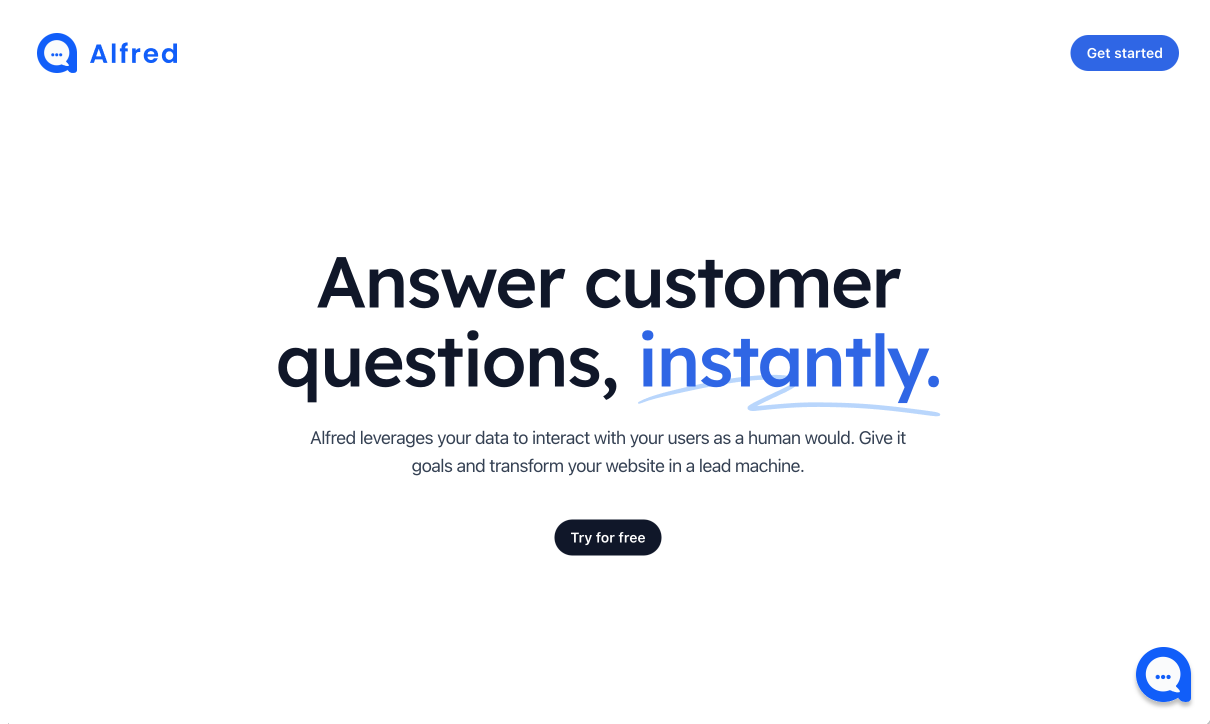 startuptile Alfred Chat-Answer customer questions instantly with Alfred