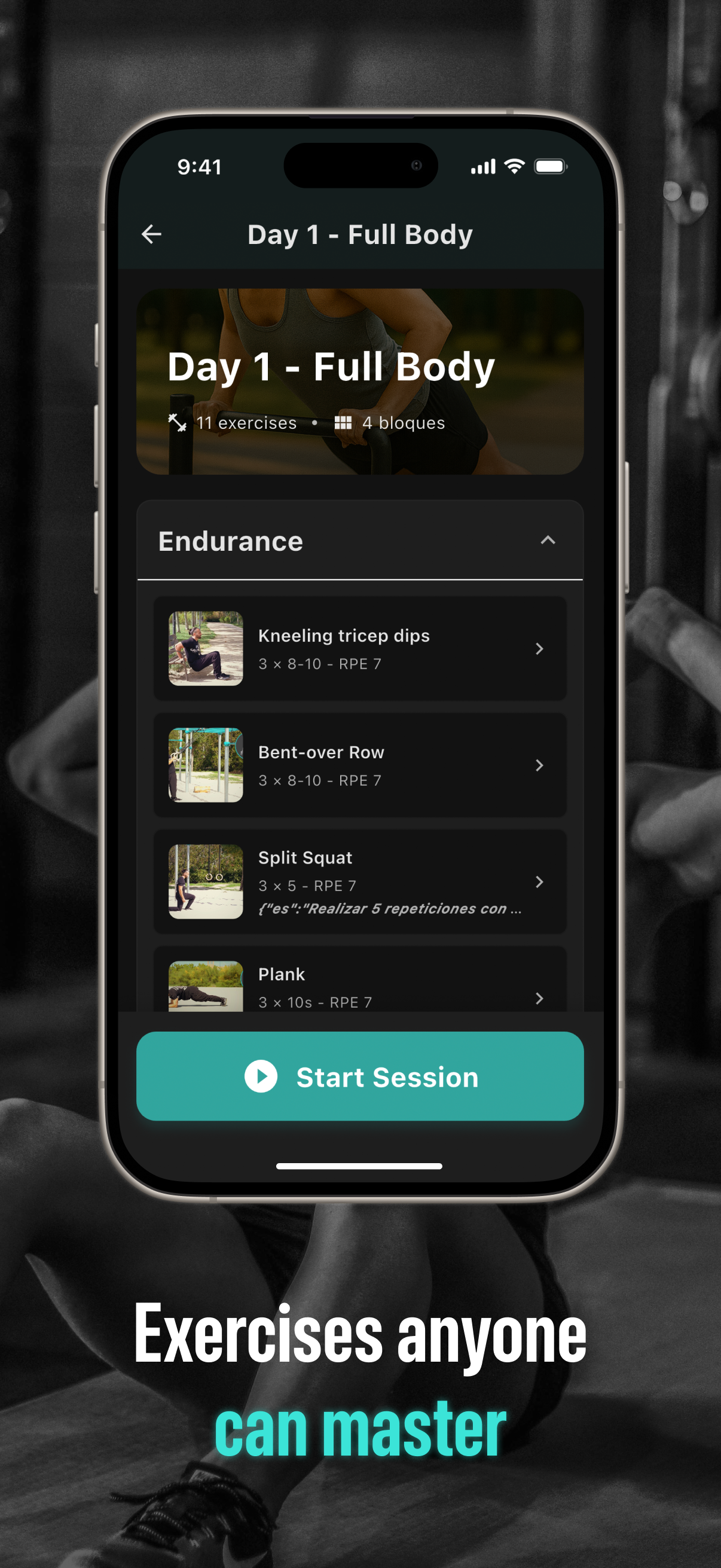 CalisthenicsLab - Main product screenshot demonstrating key features and user interface