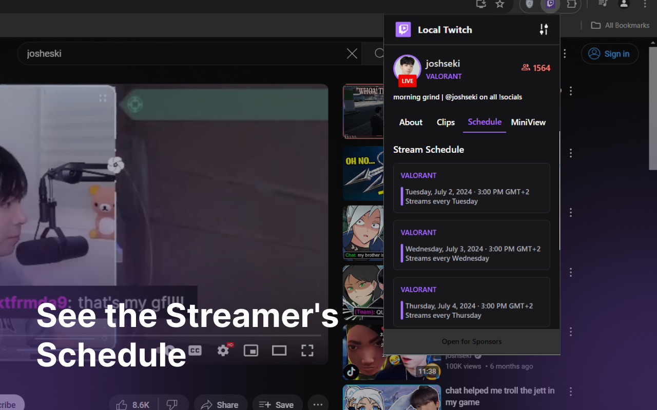 وسائط Twitch Live في أي مكان تمديد Chrome 4