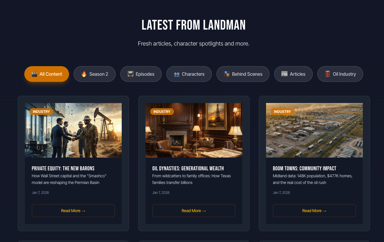 Landman Unofficial Site - Screenshot 4 showing product features and functionality
