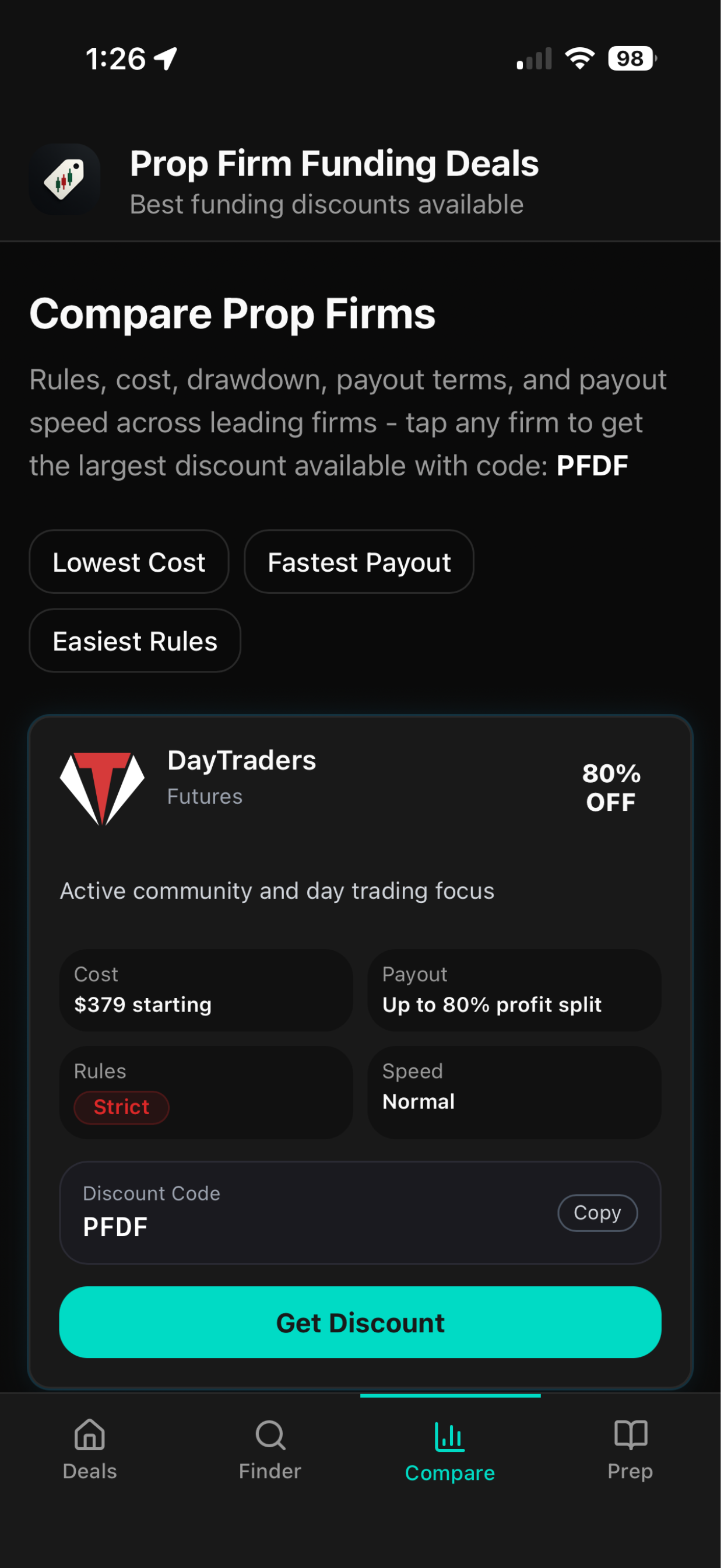Prop Firm Deal Finder - Screenshot 5 showing product features and functionality