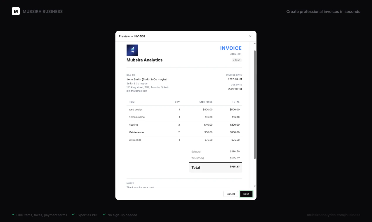 Mubsira Analytics screenshot 1