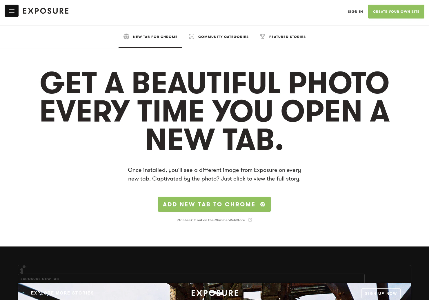 New Tab by Exposure