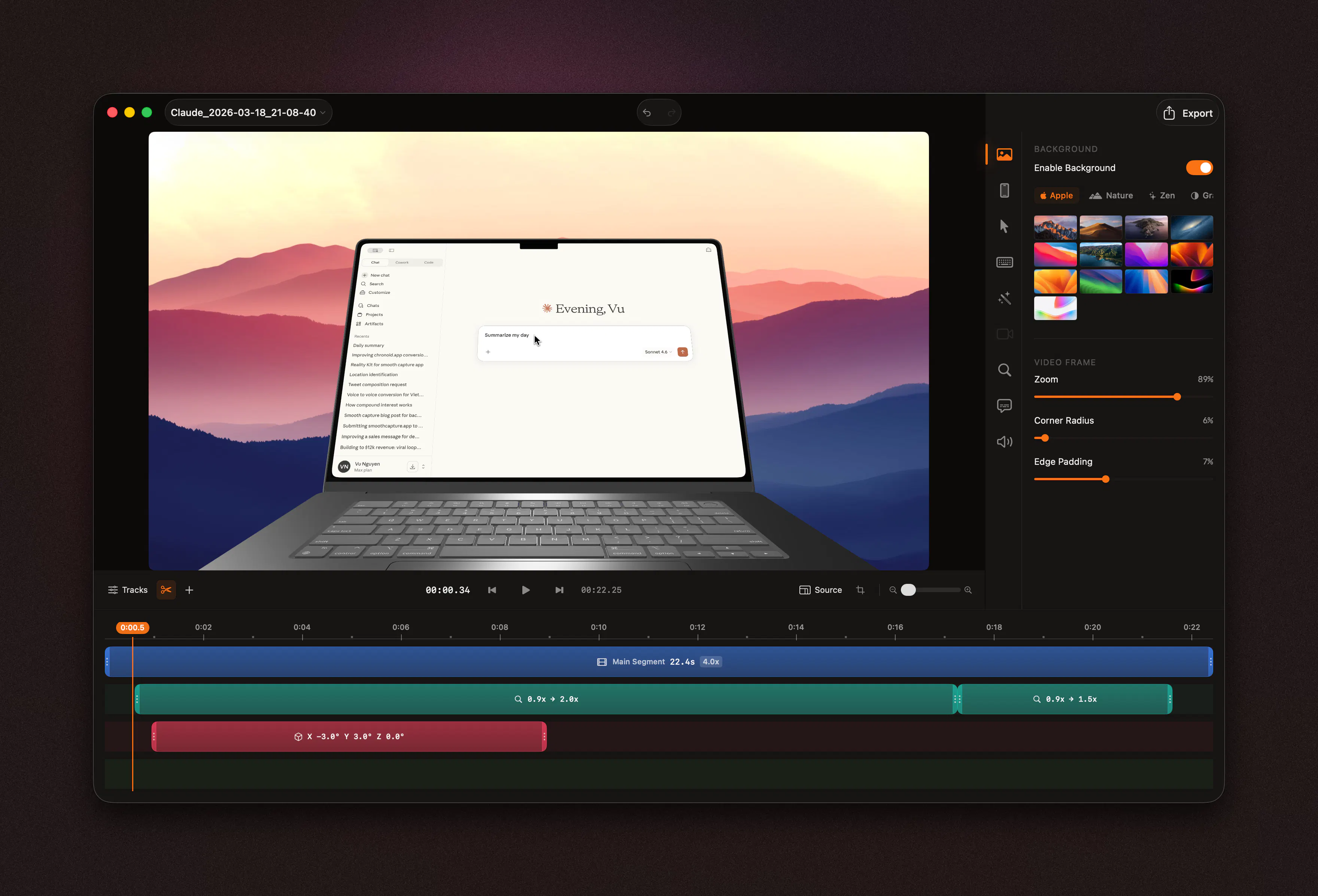 Smooth Capture: 3D device frame screen recording for macOS | Product Hunt