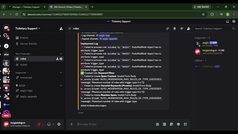 AEGIX — Advanced Discord Moderation screenshot 1 (video preview)