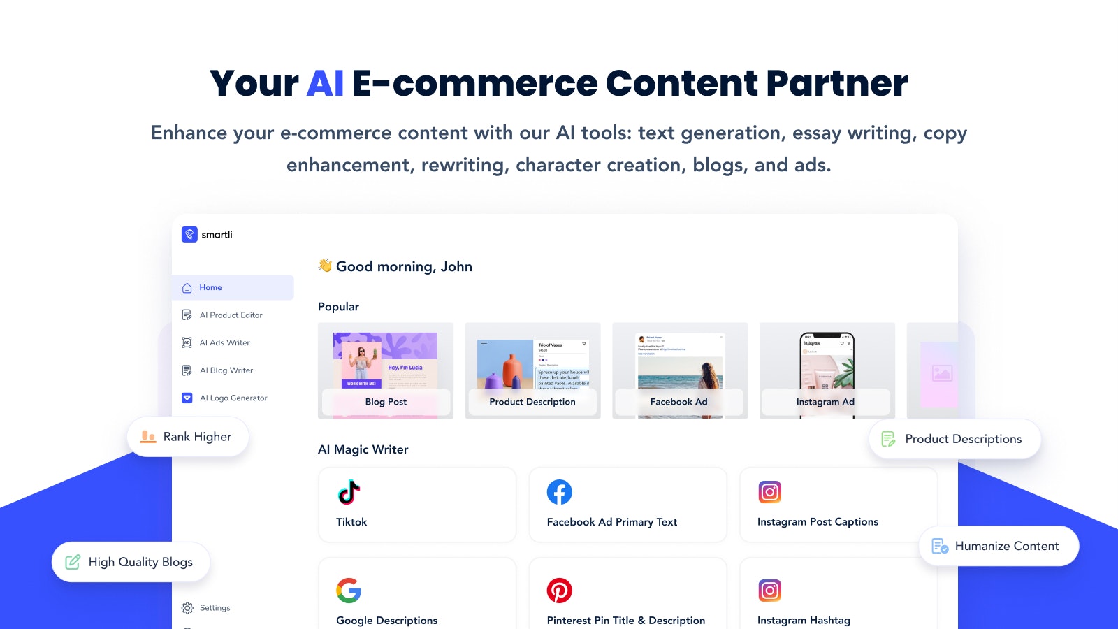 startuptile Smartli-Simplify e-commerce content creation with AI