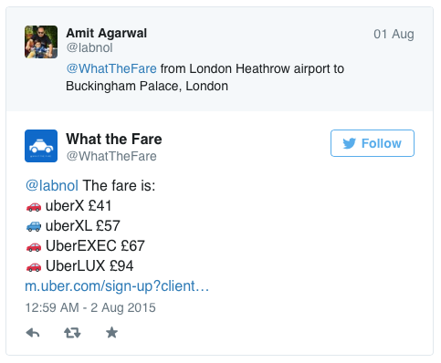WhatTheFare - Twitter Bot for Uber gallery image