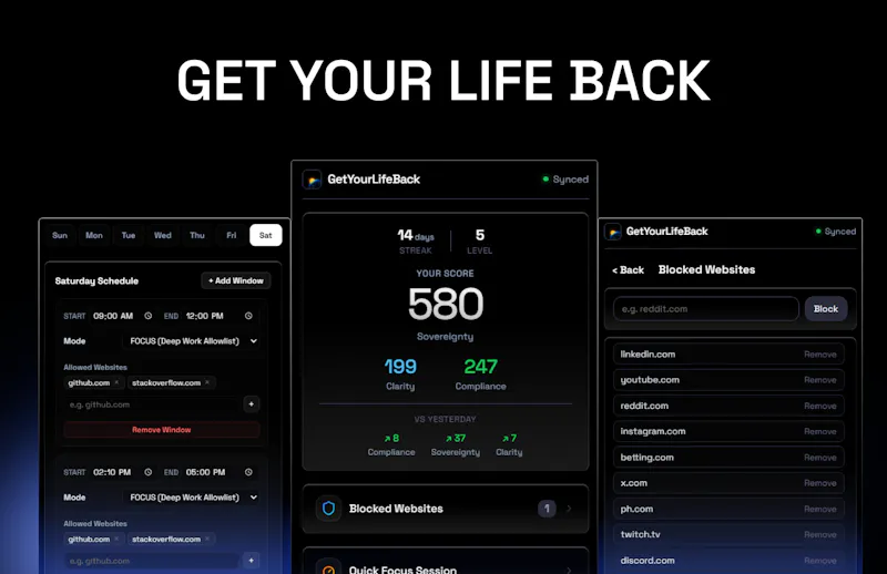 GetYourLifeBack Extension screenshot 1