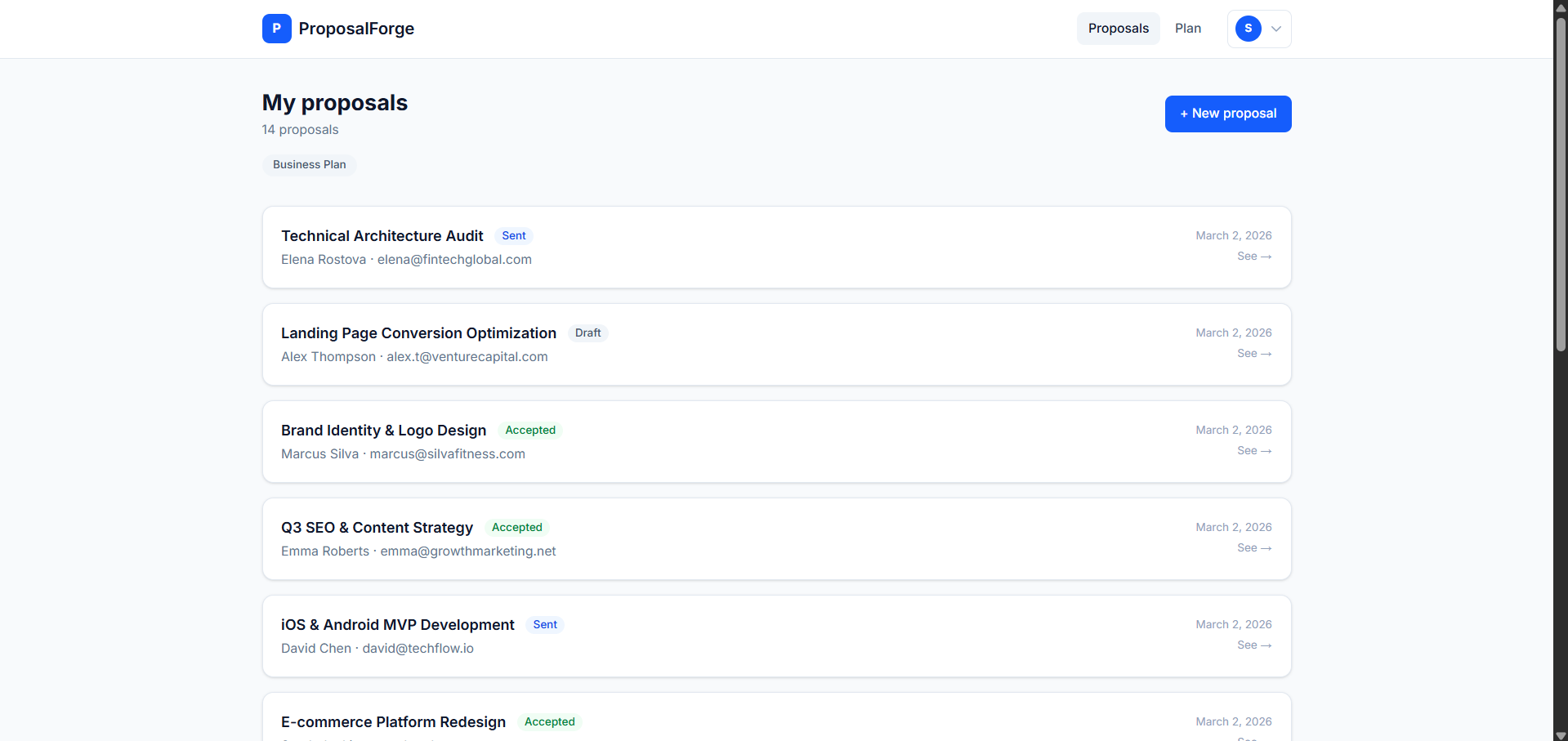 ProposalForge - Screenshot 2 showing product features and functionality
