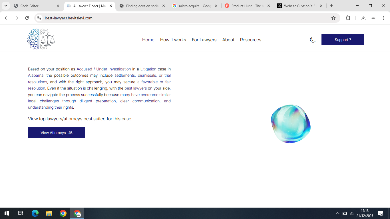 AI Legal Matching Platform - Screenshot 4 showing product features and functionality