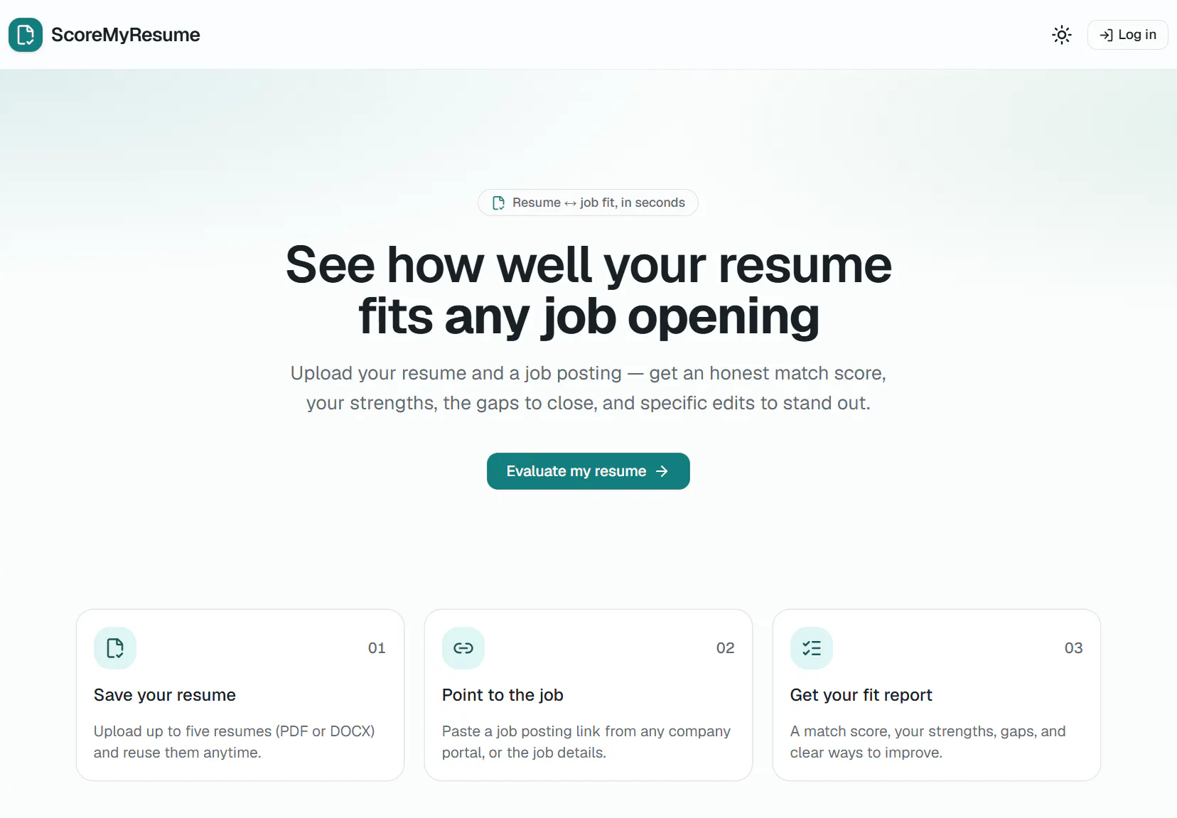 ScoreMyResume · Resume Fit Check logo