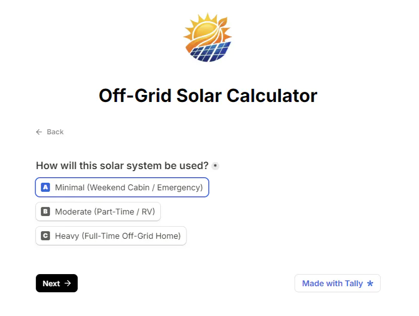 Off-Grid Solar Calculator gallery image