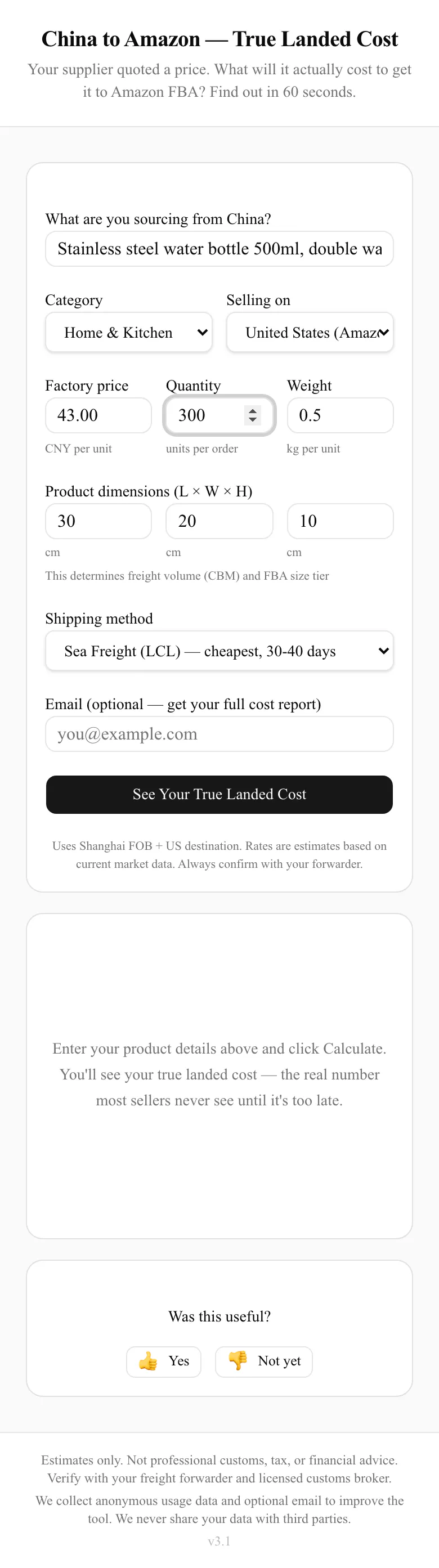 China to Amazon — True Landed Cost gallery image