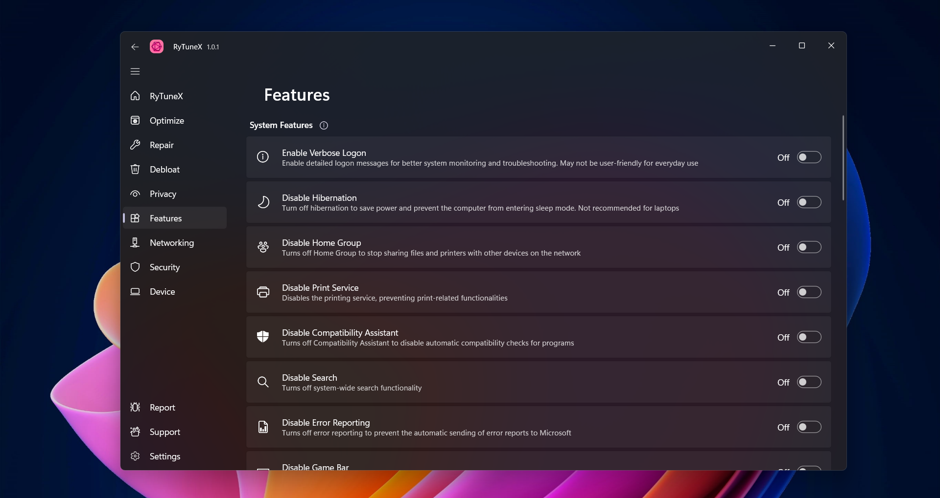 وسائط Rytunex - Windows 10 و 11 Optimizer |تعزيز الأداء والخصوصية 14
