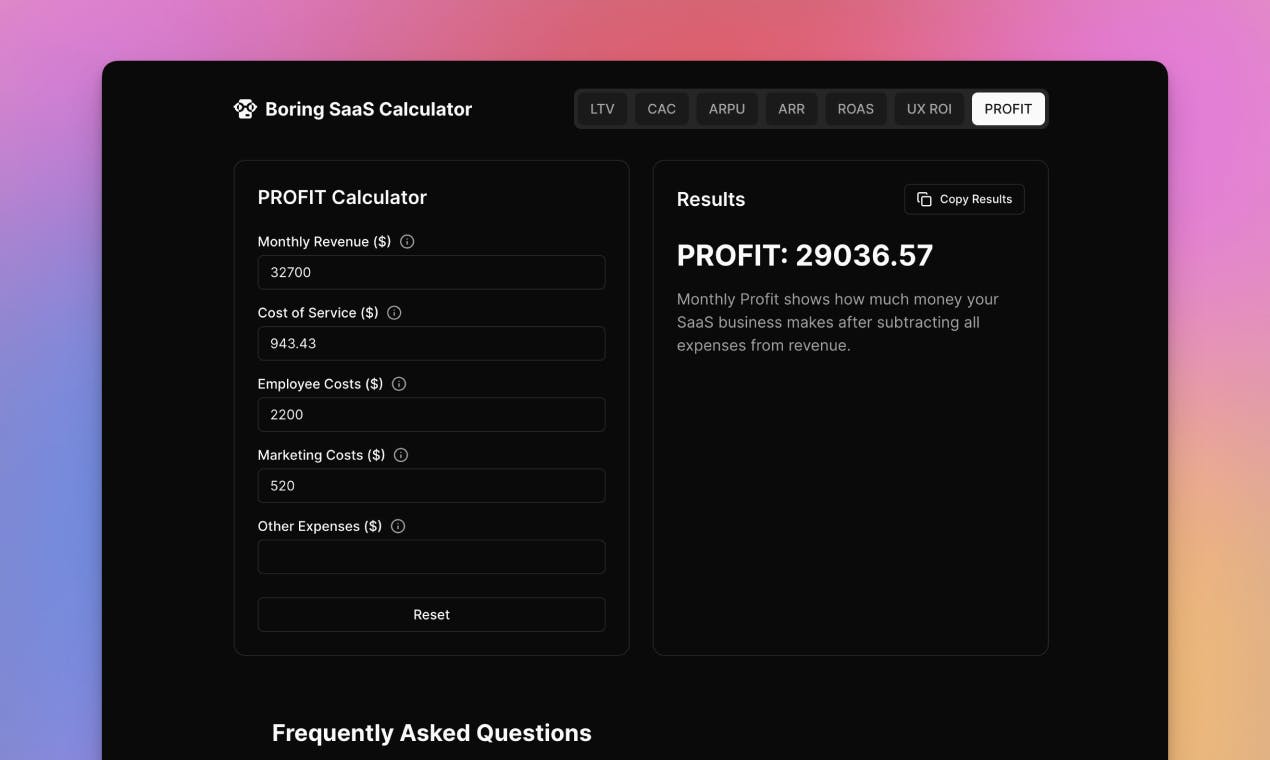 Boring SaaS Calculator media 1