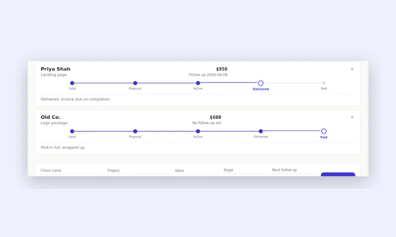 Freelance Client & Project Tracker screenshot 3