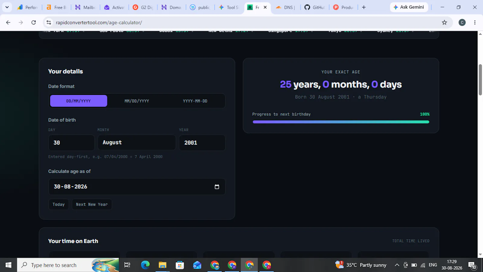 Global Age Calculator screenshot 1