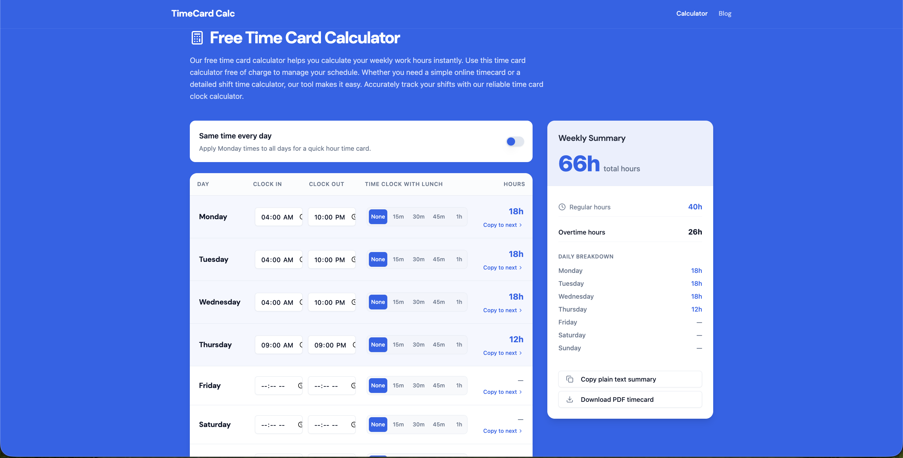 TimeCard Calc gallery image