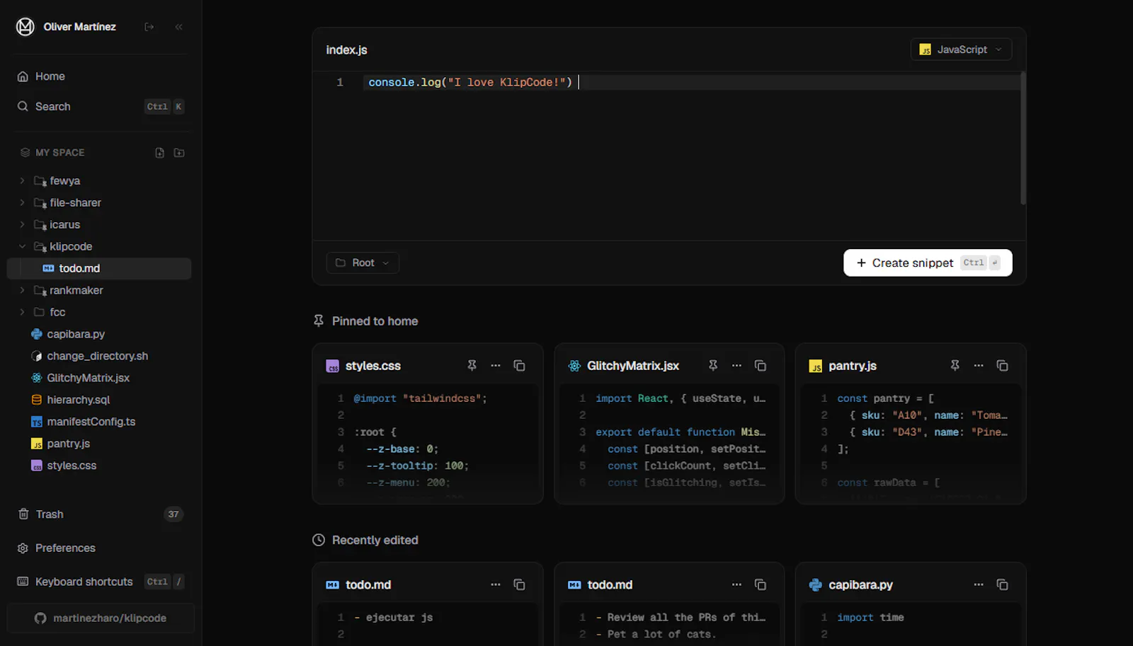 KlipCode screenshot 1