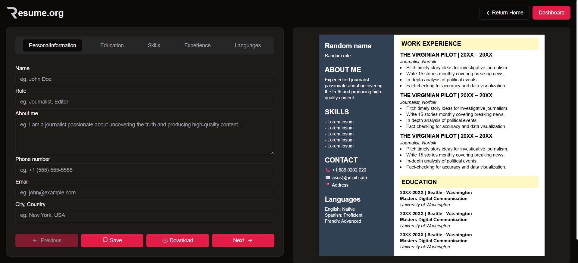 Resume.io gallery image