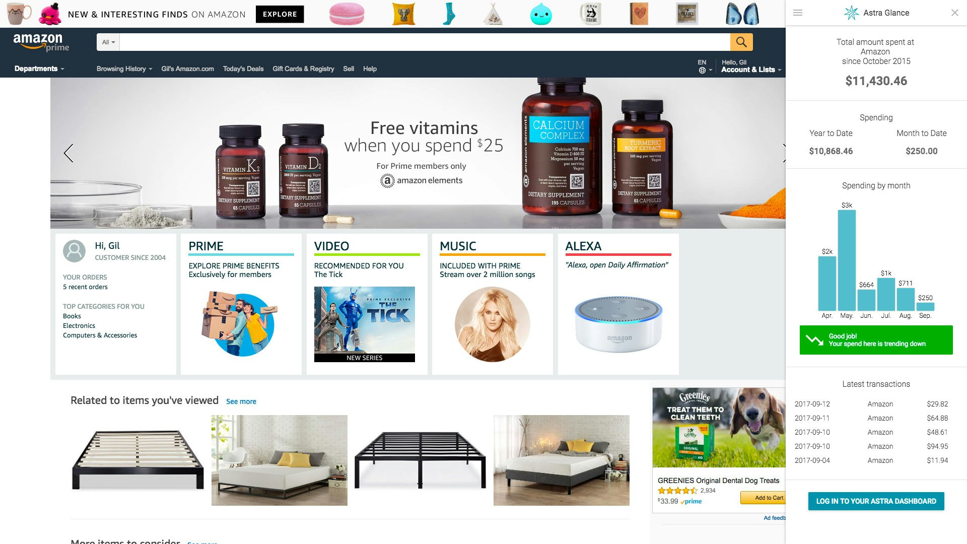 Astra Glance - Chrome Extension gallery image