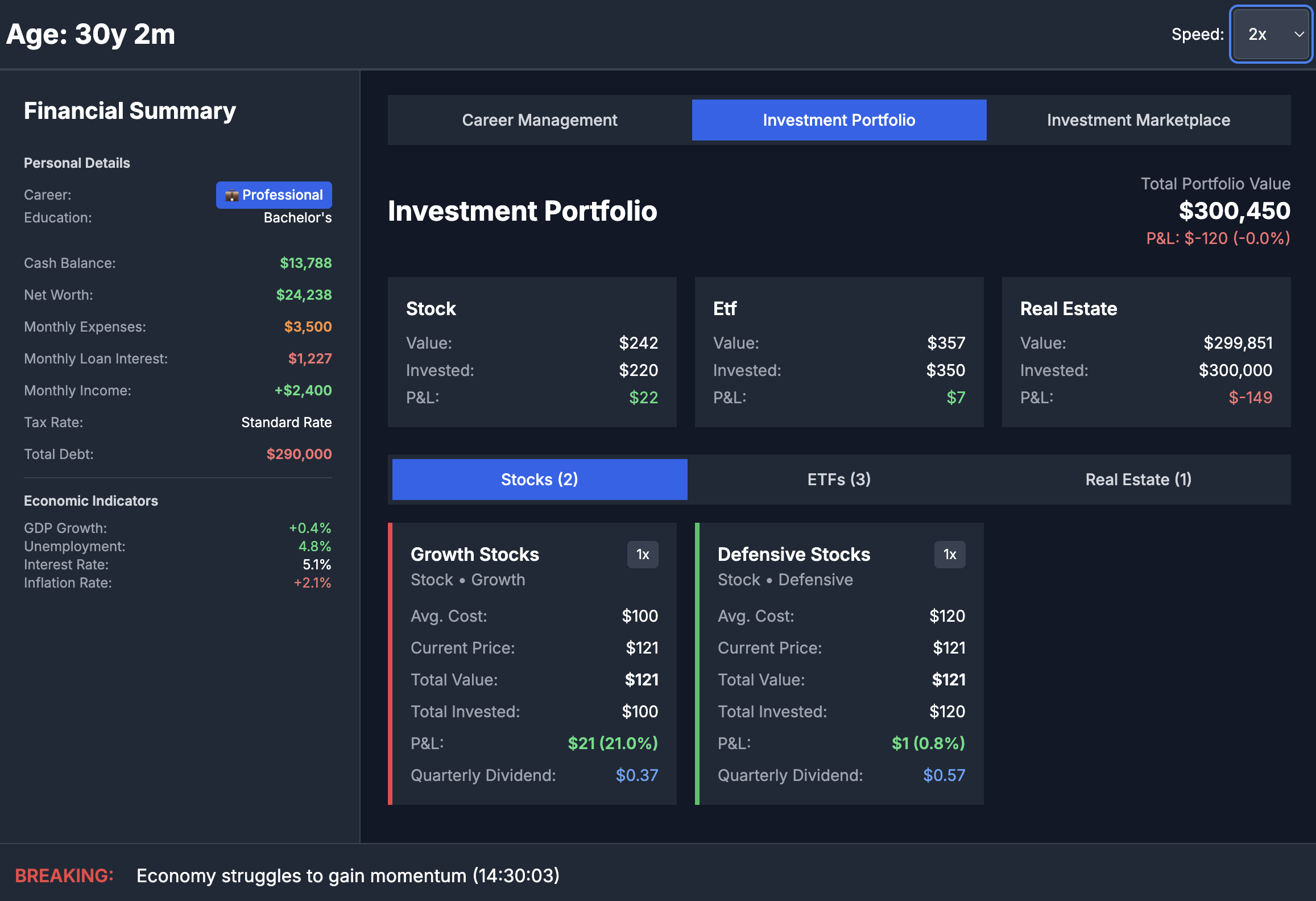 Financial Life Simulator - Screenshot 4 showing product features and functionality