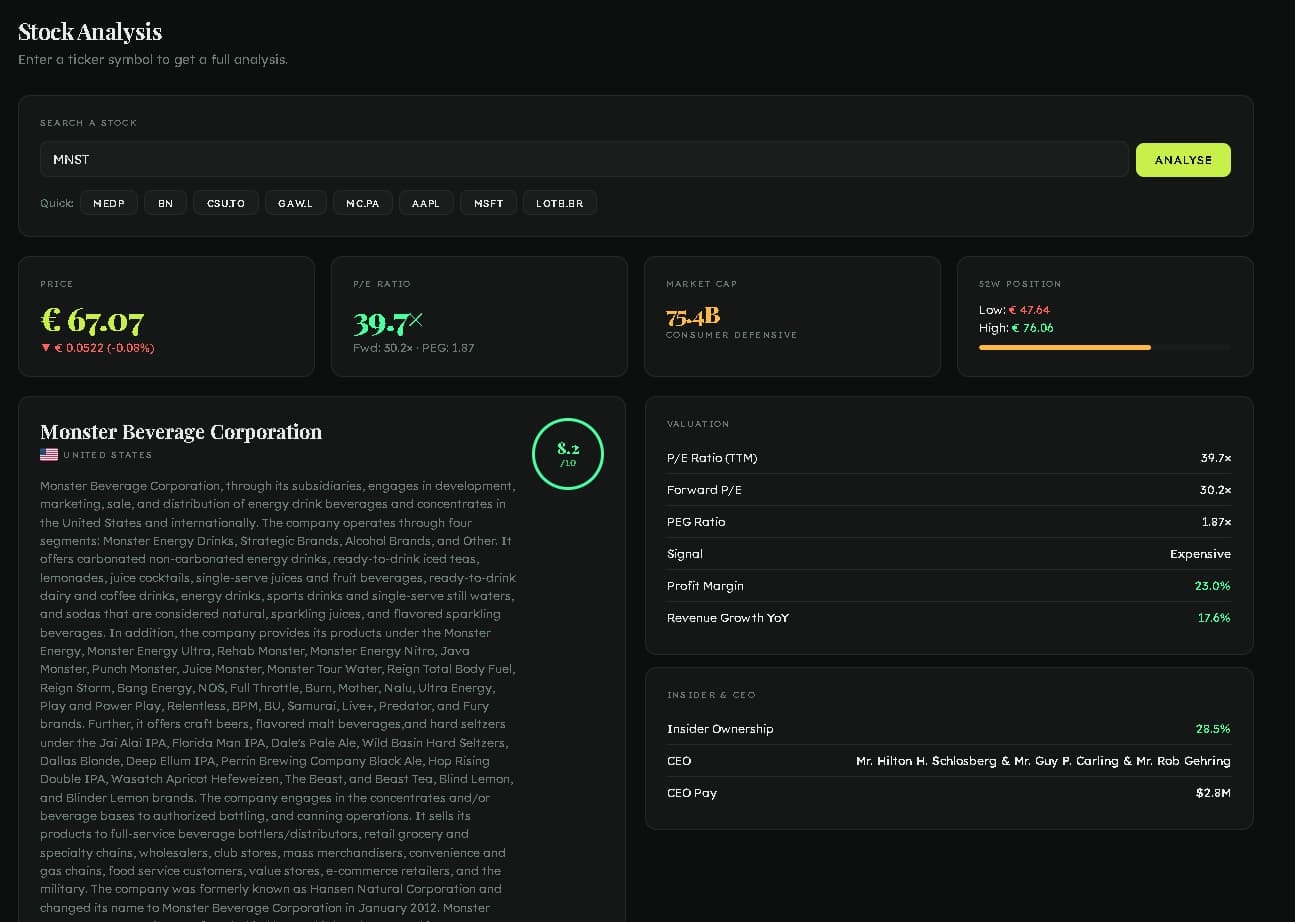 Quality Investor - Screenshot 2 showing product features and functionality