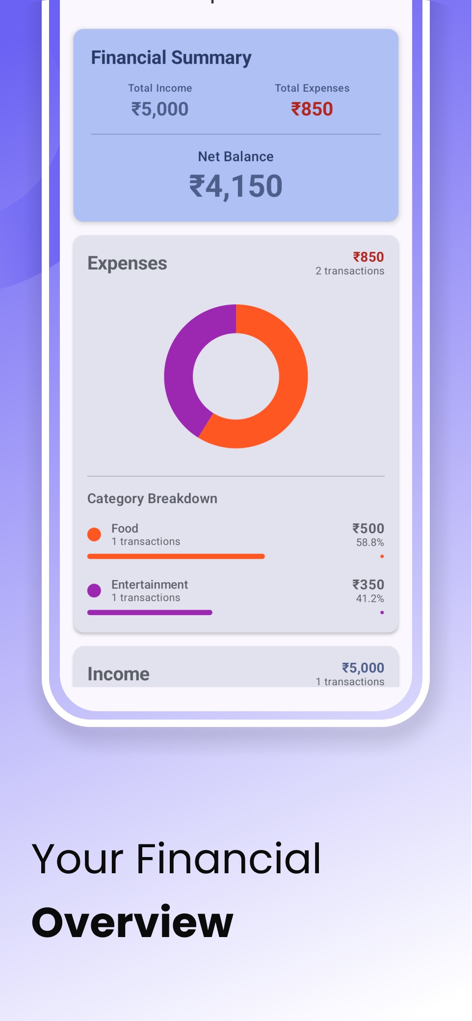 Expense Lite - Main product screenshot demonstrating key features and user interface