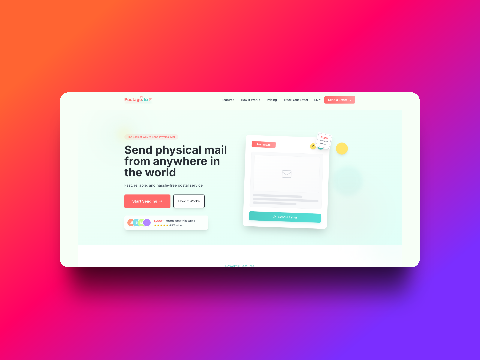 Média Postage.to - Envoyer des lettres physiques dans le monde entier de votre navigateur 2