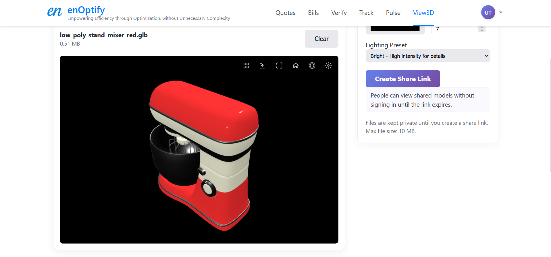 enOptify View3D - Screenshot 3 showing product features and functionality