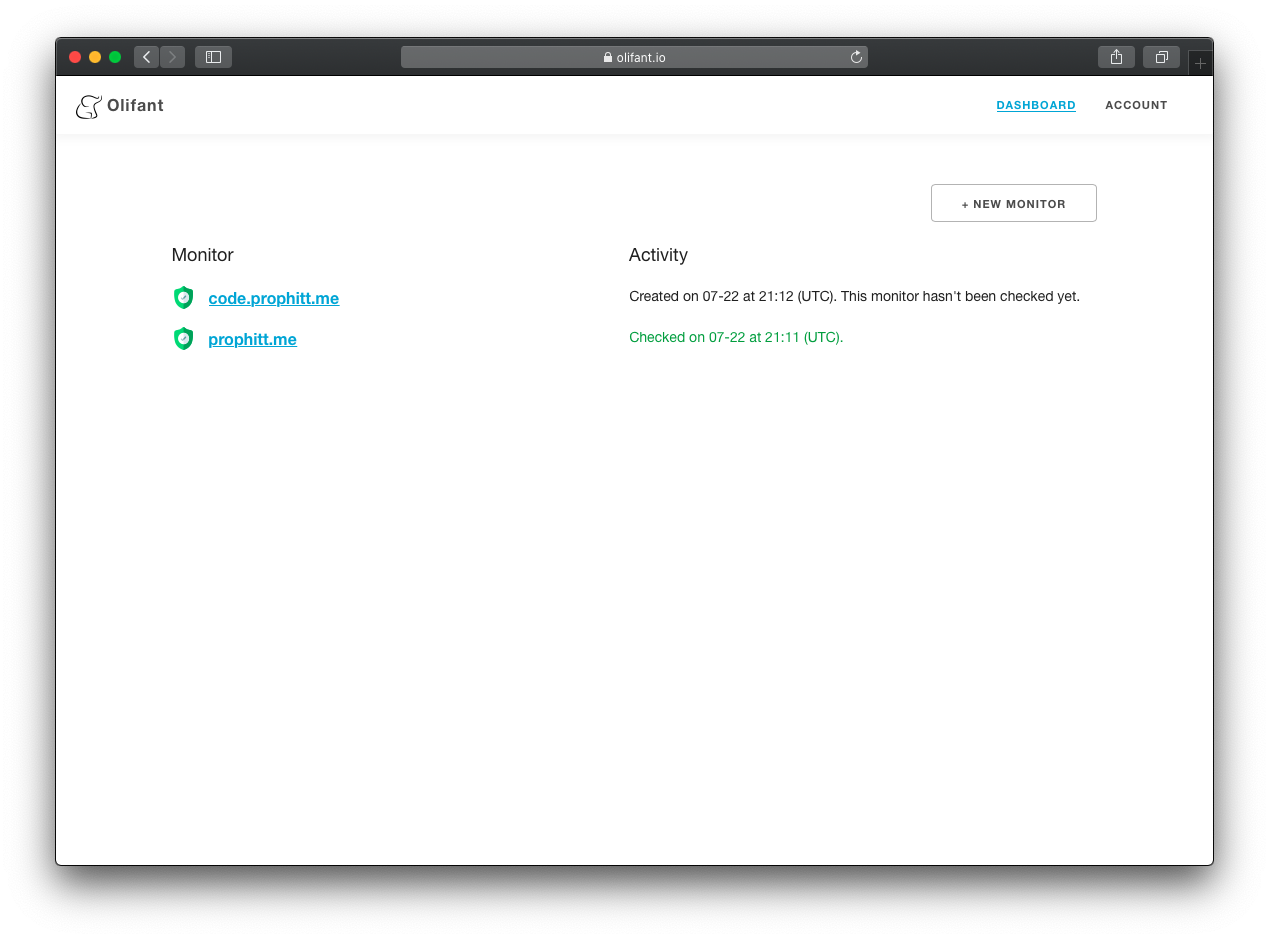 Olifant - web service monitoring gallery image