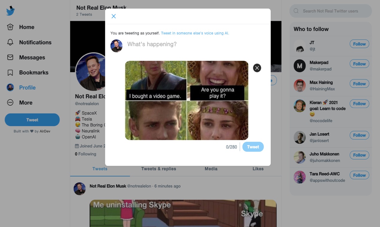 NotRealTwitter gallery image