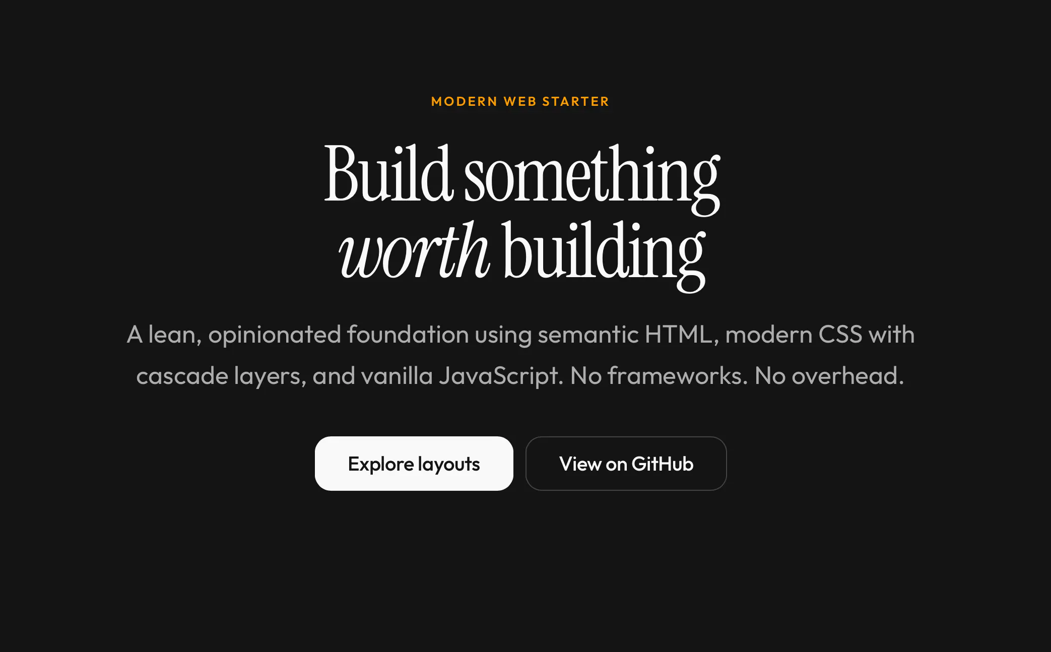 Modern Web Starter — Home 제품 배너