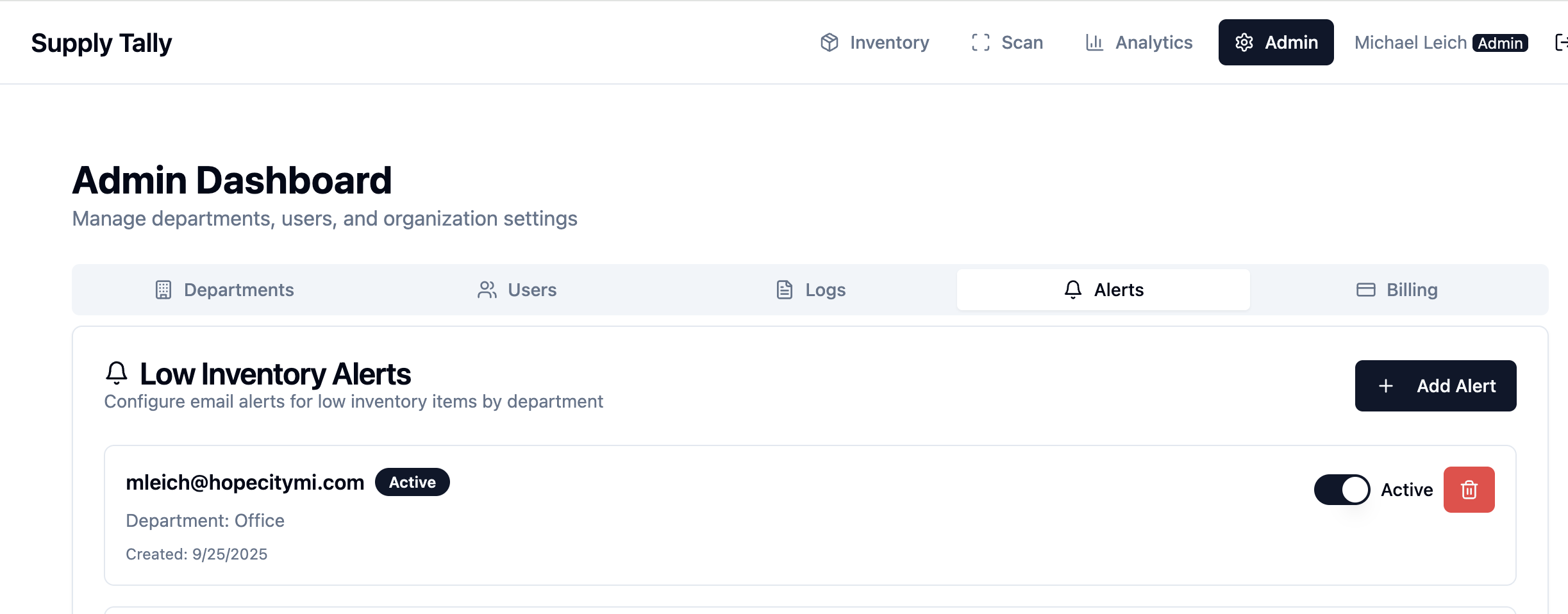 Supply Tally - Screenshot 2 showing product features and functionality
