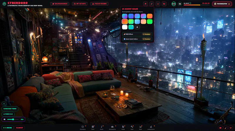 Cyberpunk focus timer with Pomodoro screenshot 5