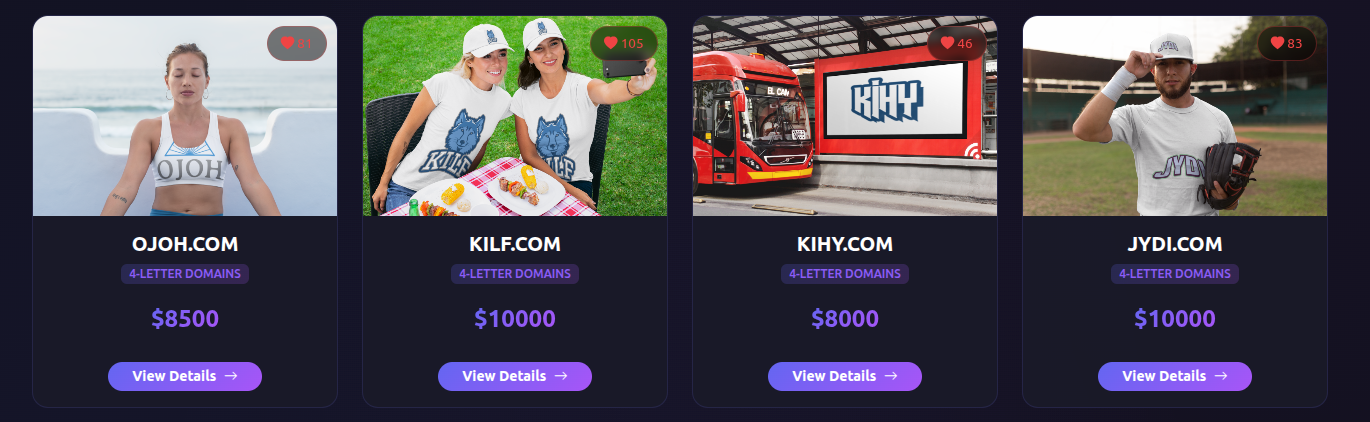 MadeUpWords.com Premium Domains For Sale - Screenshot 3 showing product features and functionality