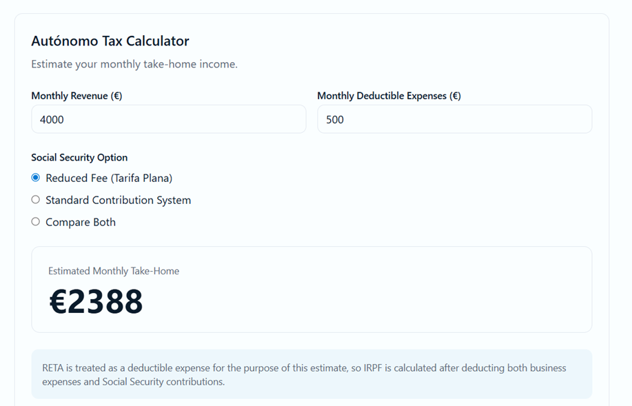 Autónomo Tax Calculator Spain gallery image