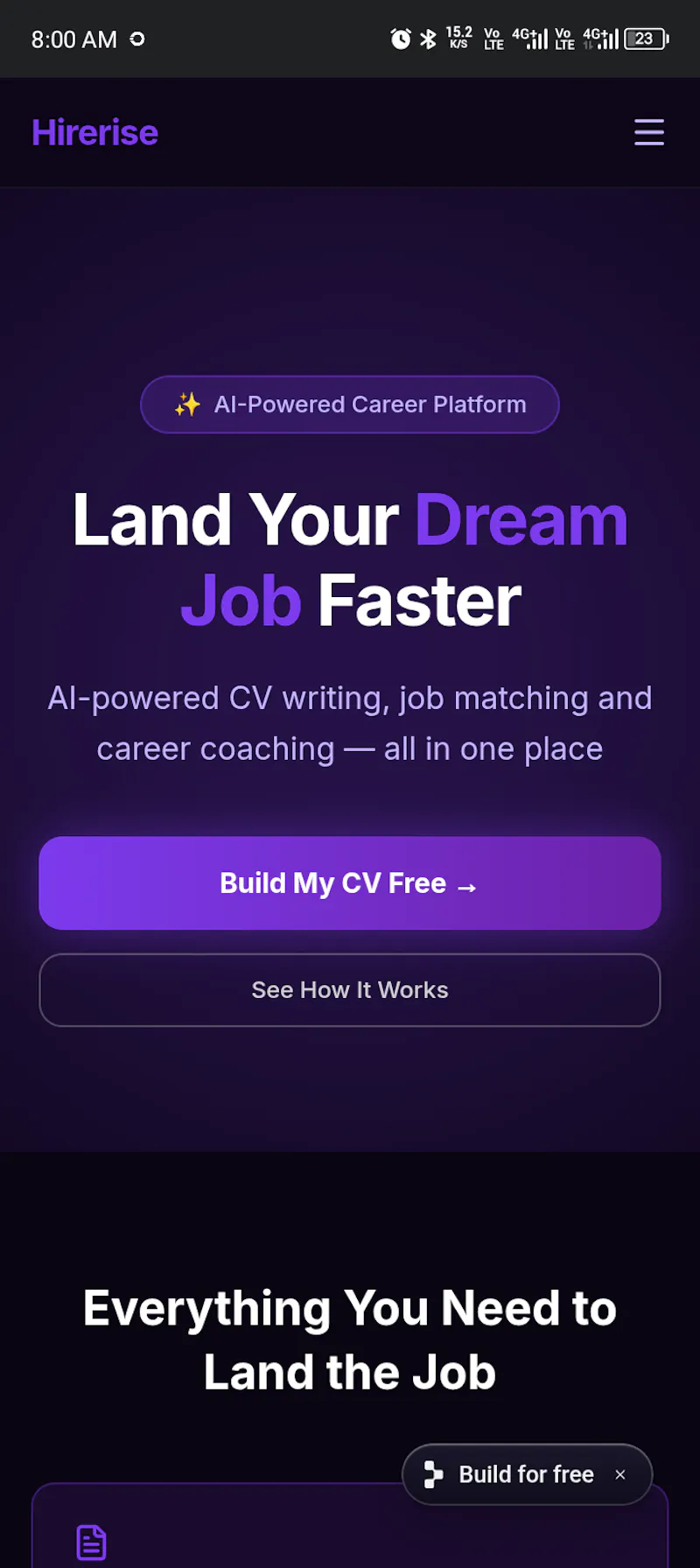 Hirerise screenshot 2