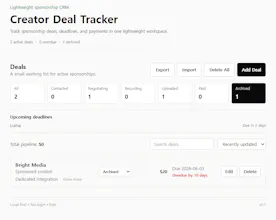 Creator Deal Tracker gallery image